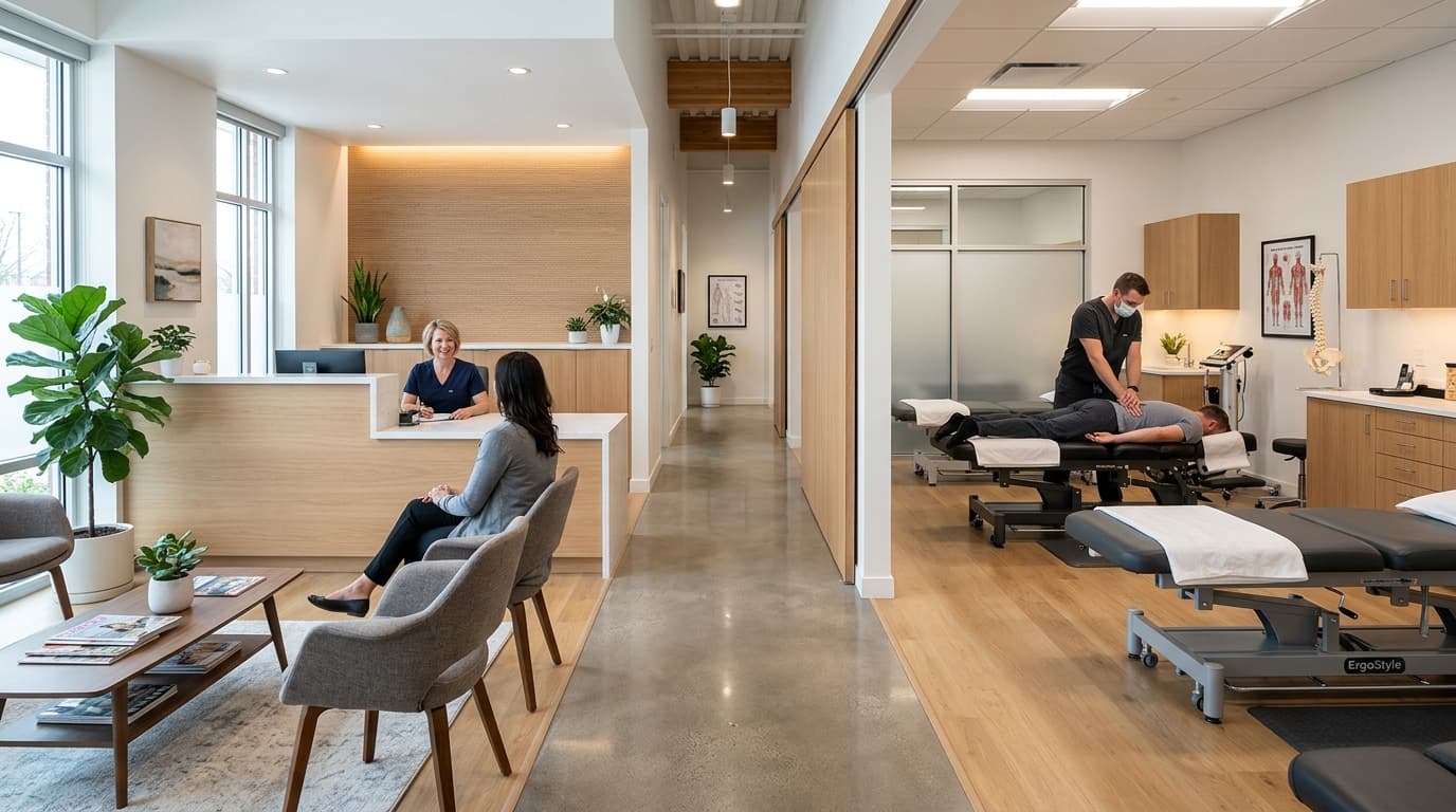 Modern chiropractic office interior — AI answering service for chiropractors