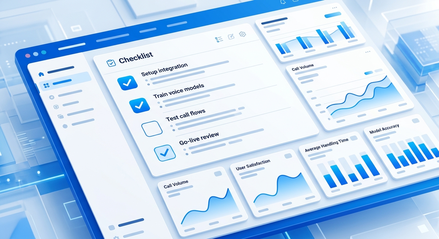 AI receptionist platform checklist showing feature comparison dashboard