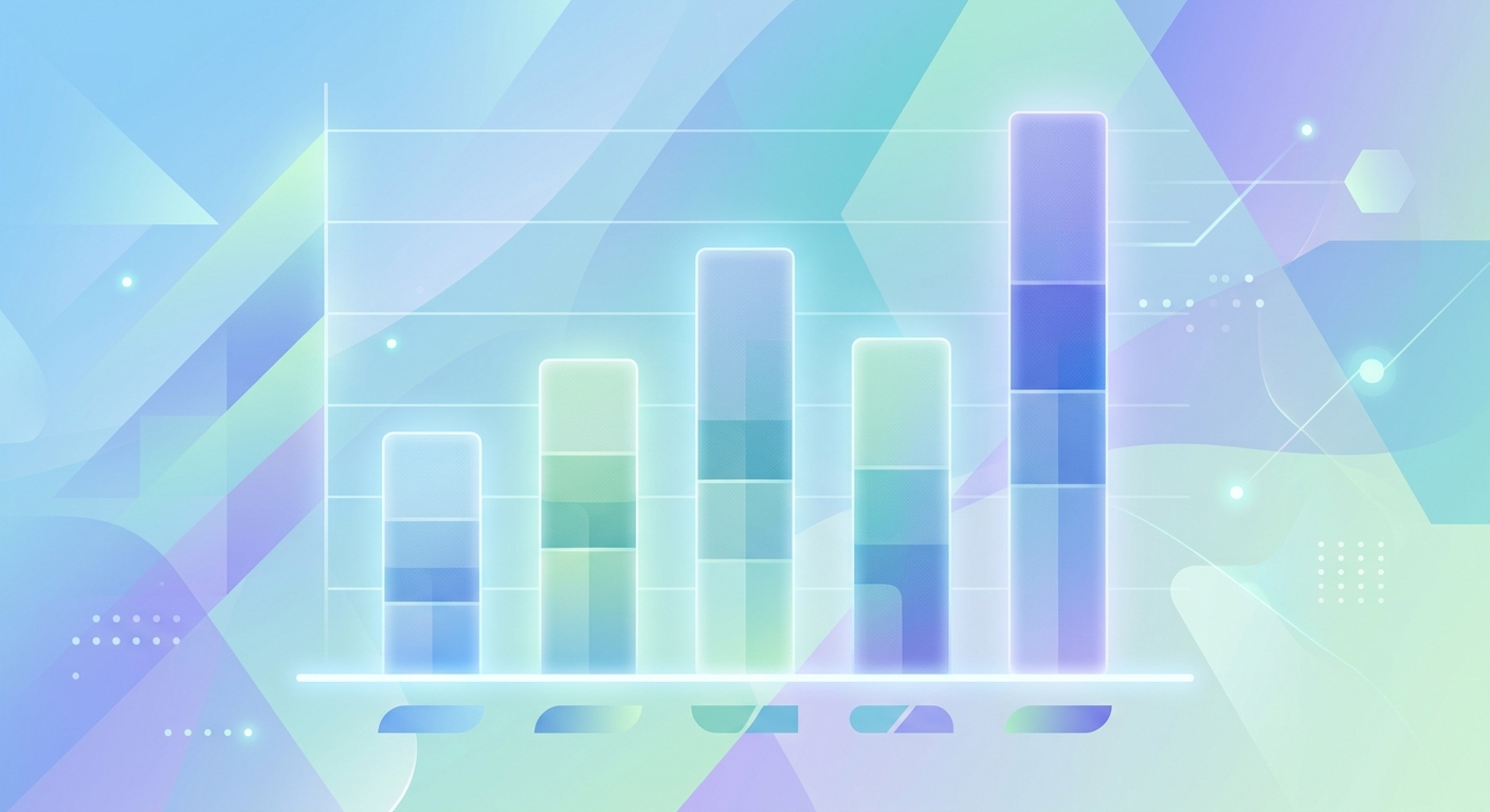 Abstract bar chart visualization comparing monthly costs across AI phone platforms at 100 calls per month — Revenue Squared AI versus Smith.ai alternatives
