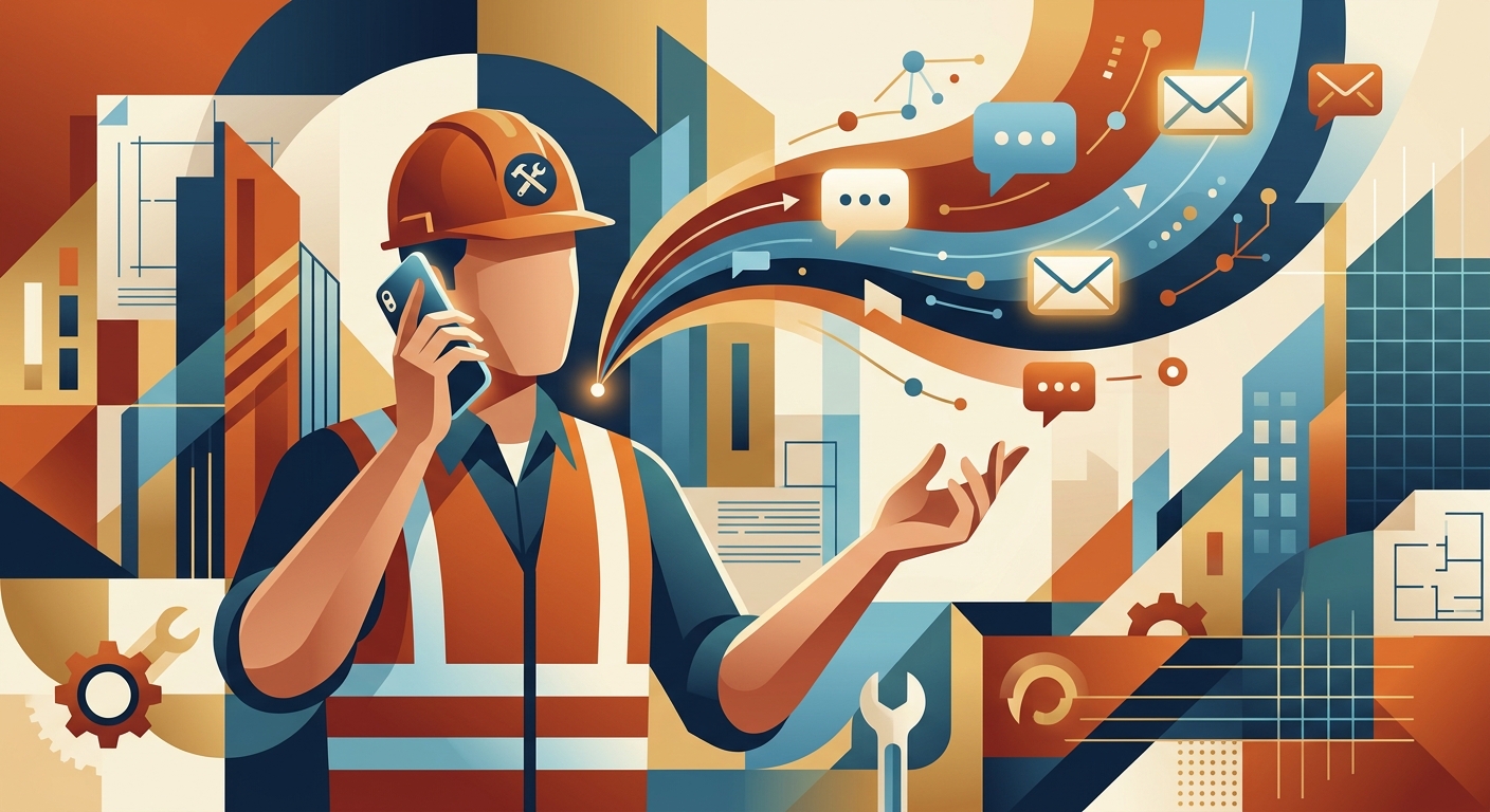 Contractor reviewing outreach metrics on a multi-channel campaign dashboard